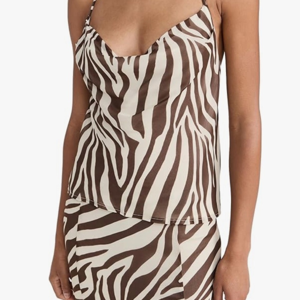 Zebra Chocolate Strappy Halter Top with Open Back